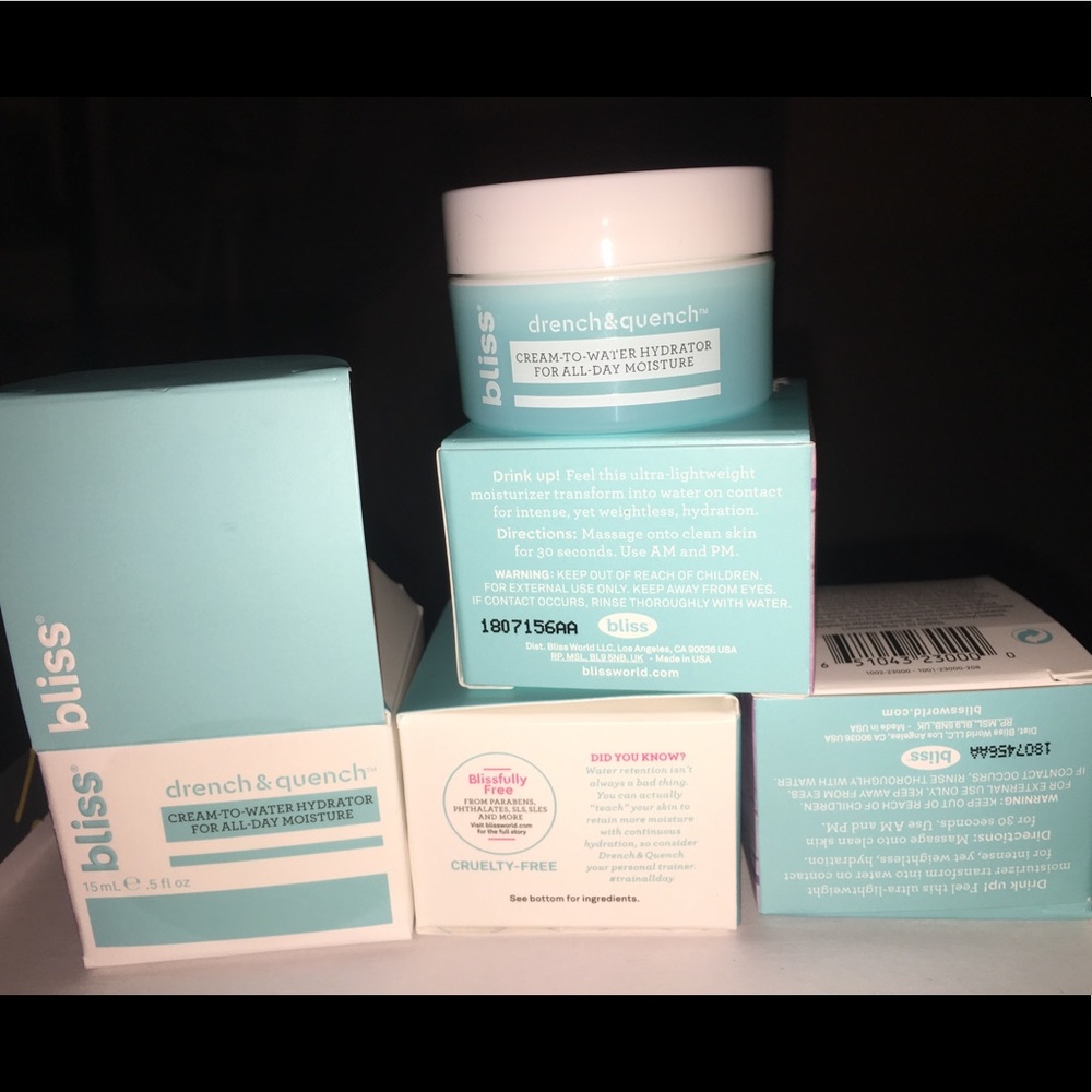 4 New Bliss Drench & Quench Cream toWater Hydrator
